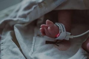 Mała rączka noworodka.