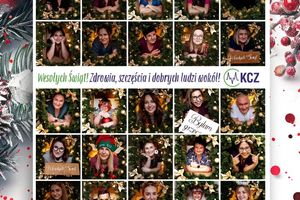 Świąteczna matryca zdjęć grupowych.